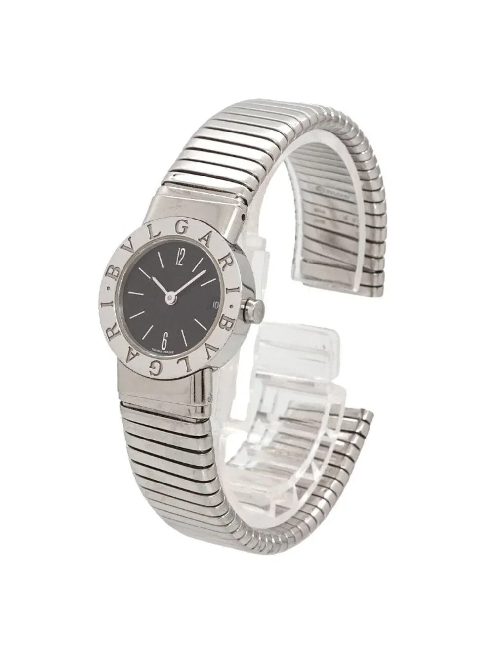 Bvlgari Tubogas Watch Date Black Quartz